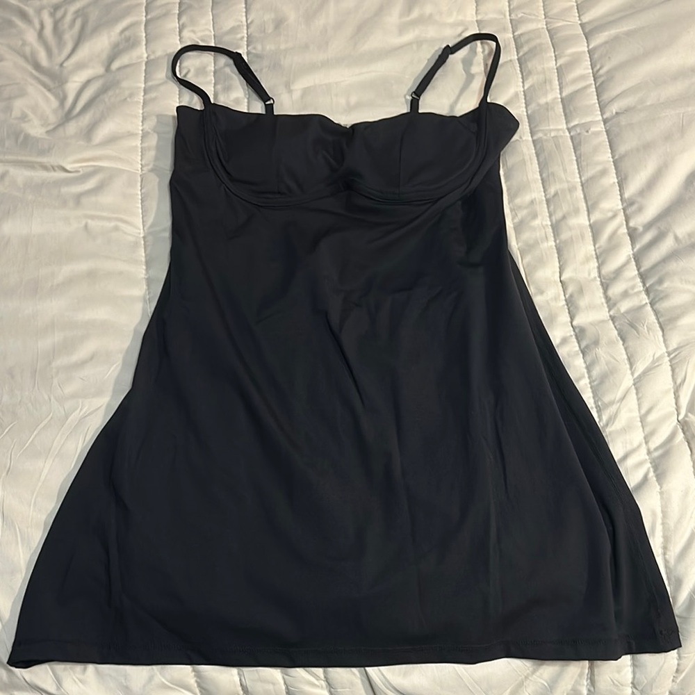 Kimberly Black Spaghetti Strap Dress skort